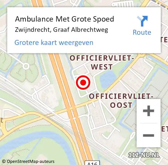 Locatie op kaart van de 112 melding: Ambulance Met Grote Spoed Naar Zwijndrecht, Graaf Albrechtweg op 30 augustus 2024 11:09