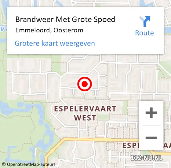 Locatie op kaart van de 112 melding: Brandweer Met Grote Spoed Naar Emmeloord, Oosterom op 30 augustus 2024 11:14