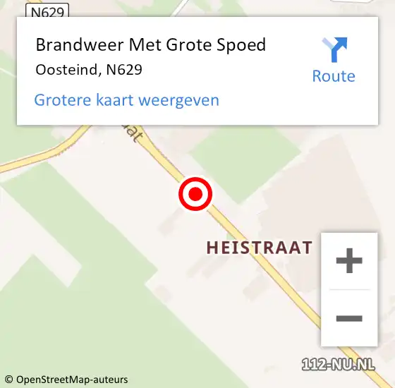 Locatie op kaart van de 112 melding: Brandweer Met Grote Spoed Naar Oosteind, N629 op 18 oktober 2014 10:30