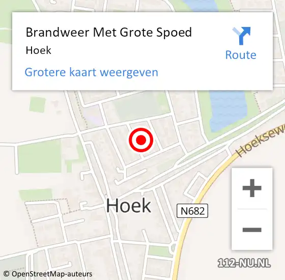 Locatie op kaart van de 112 melding: Brandweer Met Grote Spoed Naar Hoek op 30 augustus 2024 11:37