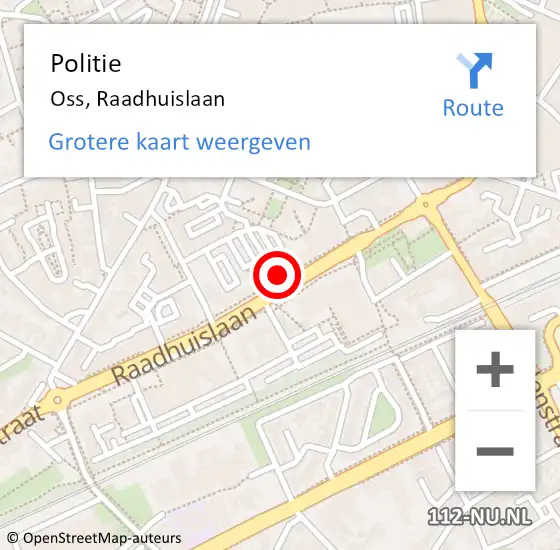 Locatie op kaart van de 112 melding: Politie Oss, Raadhuislaan op 30 augustus 2024 11:41