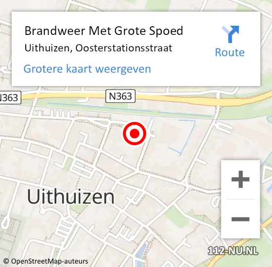 Locatie op kaart van de 112 melding: Brandweer Met Grote Spoed Naar Uithuizen, Oosterstationsstraat op 30 augustus 2024 11:49