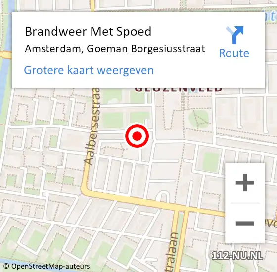 Locatie op kaart van de 112 melding: Brandweer Met Spoed Naar Amsterdam, Goeman Borgesiusstraat op 30 augustus 2024 11:56