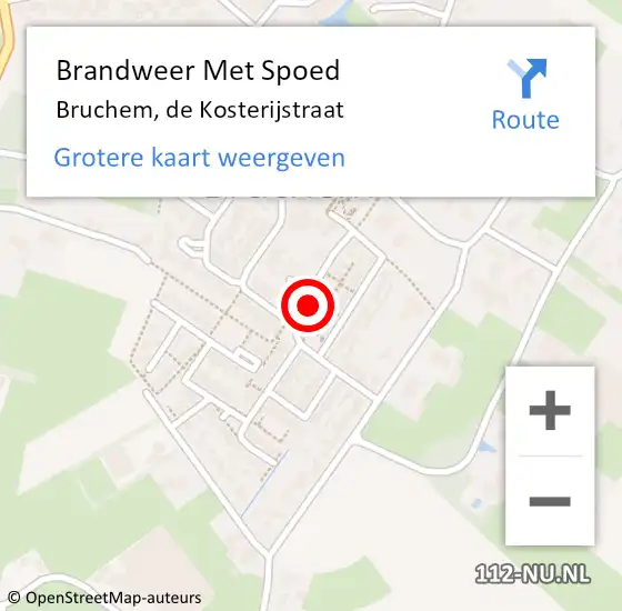 Locatie op kaart van de 112 melding: Brandweer Met Spoed Naar Bruchem, de Kosterijstraat op 30 augustus 2024 11:59