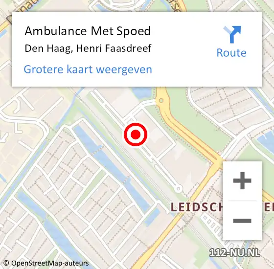 Locatie op kaart van de 112 melding: Ambulance Met Spoed Naar Den Haag, Henri Faasdreef op 30 augustus 2024 12:10