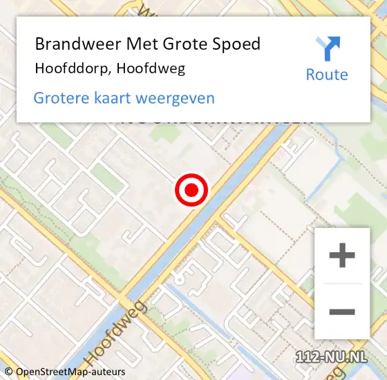 Locatie op kaart van de 112 melding: Brandweer Met Grote Spoed Naar Hoofddorp, Hoofdweg op 30 augustus 2024 12:14