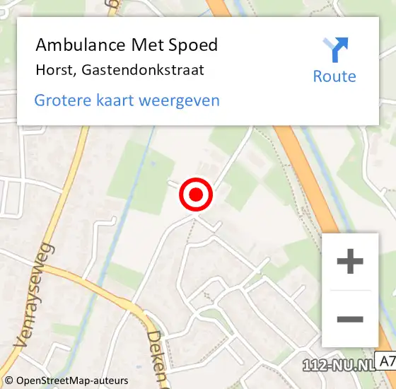 Locatie op kaart van de 112 melding: Ambulance Met Spoed Naar Horst, Gastendonkstraat op 18 oktober 2014 10:39