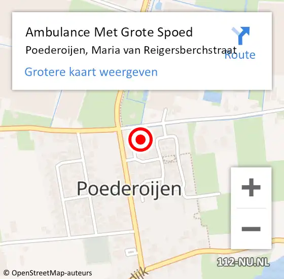 Locatie op kaart van de 112 melding: Ambulance Met Grote Spoed Naar Poederoijen, Maria van Reigersberchstraat op 18 oktober 2014 10:42