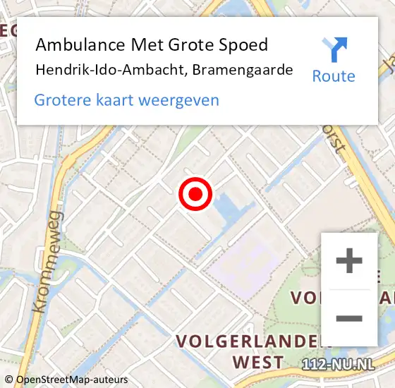 Locatie op kaart van de 112 melding: Ambulance Met Grote Spoed Naar Hendrik-Ido-Ambacht, Bramengaarde op 30 augustus 2024 12:58