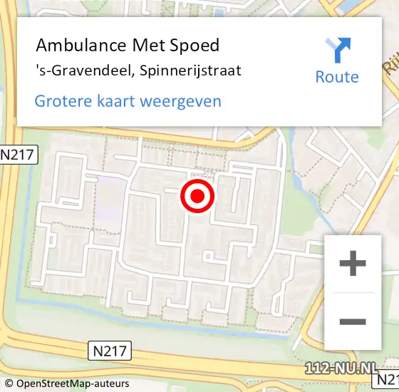 Locatie op kaart van de 112 melding: Ambulance Met Spoed Naar 's-Gravendeel, Spinnerijstraat op 30 augustus 2024 12:59