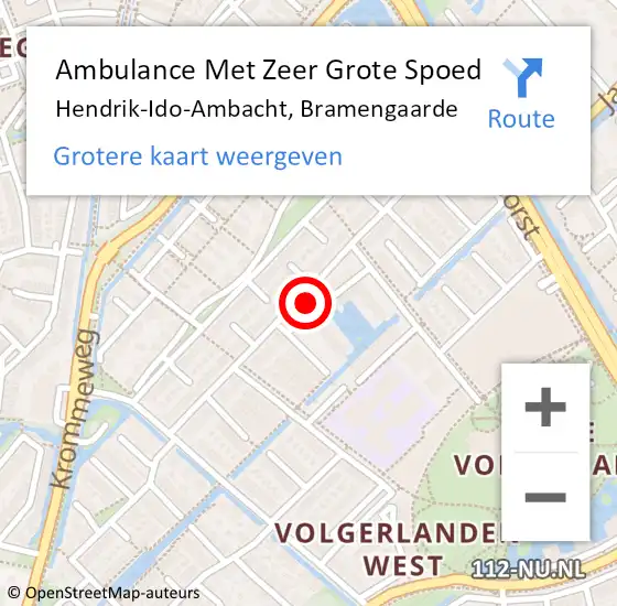 Locatie op kaart van de 112 melding: Ambulance Met Zeer Grote Spoed Naar Hendrik-Ido-Ambacht, Bramengaarde op 30 augustus 2024 13:00