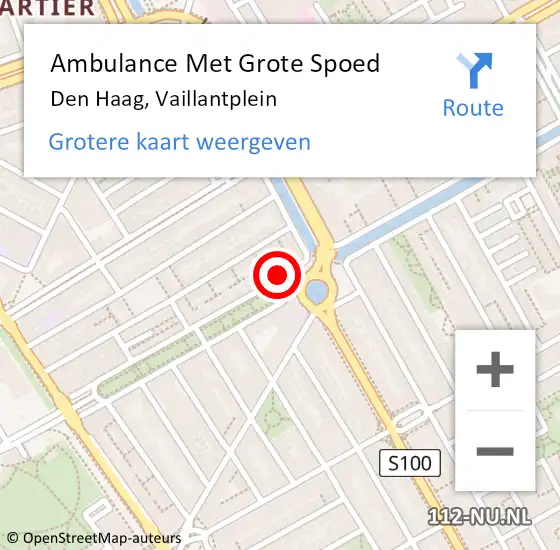 Locatie op kaart van de 112 melding: Ambulance Met Grote Spoed Naar Den Haag, Vaillantplein op 30 augustus 2024 13:09