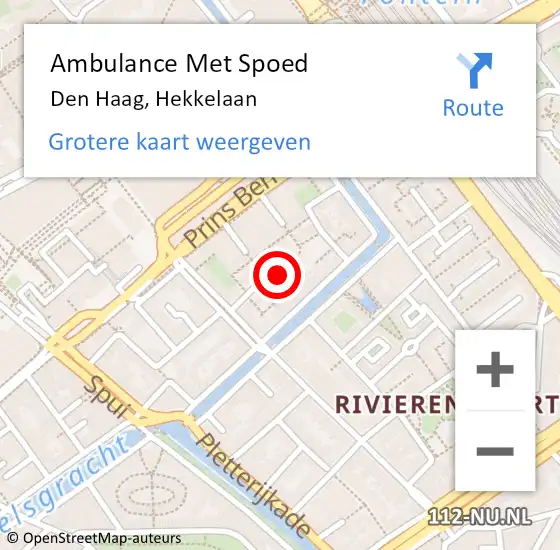 Locatie op kaart van de 112 melding: Ambulance Met Spoed Naar Den Haag, Hekkelaan op 30 augustus 2024 13:10