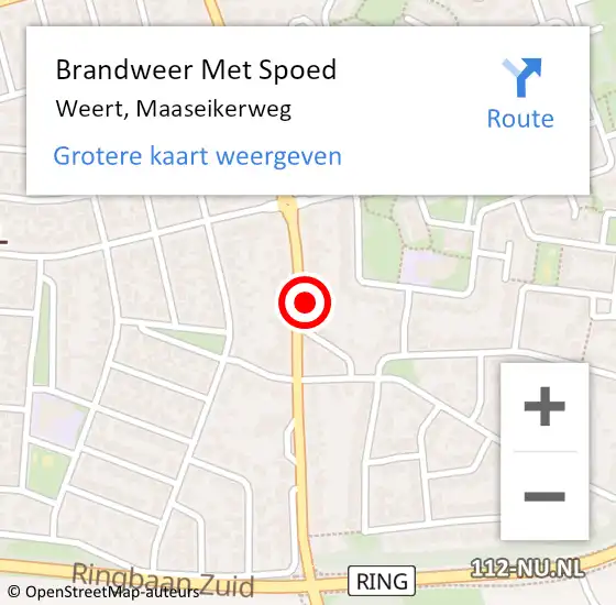 Locatie op kaart van de 112 melding: Brandweer Met Spoed Naar Weert, Maaseikerweg op 30 augustus 2024 13:13