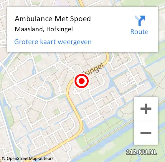 Locatie op kaart van de 112 melding: Ambulance Met Spoed Naar Maasland, Hofsingel op 30 augustus 2024 13:28