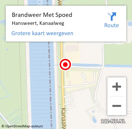 Locatie op kaart van de 112 melding: Brandweer Met Spoed Naar Hansweert, Kanaalweg op 30 augustus 2024 13:31