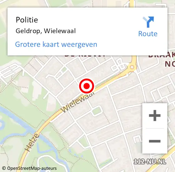 Locatie op kaart van de 112 melding: Politie Geldrop, Wielewaal op 30 augustus 2024 13:43