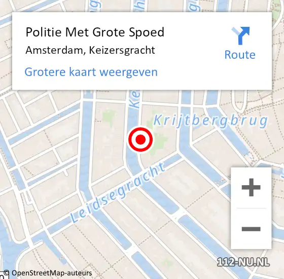 Locatie op kaart van de 112 melding: Politie Met Grote Spoed Naar Amsterdam, Keizersgracht op 30 augustus 2024 13:59