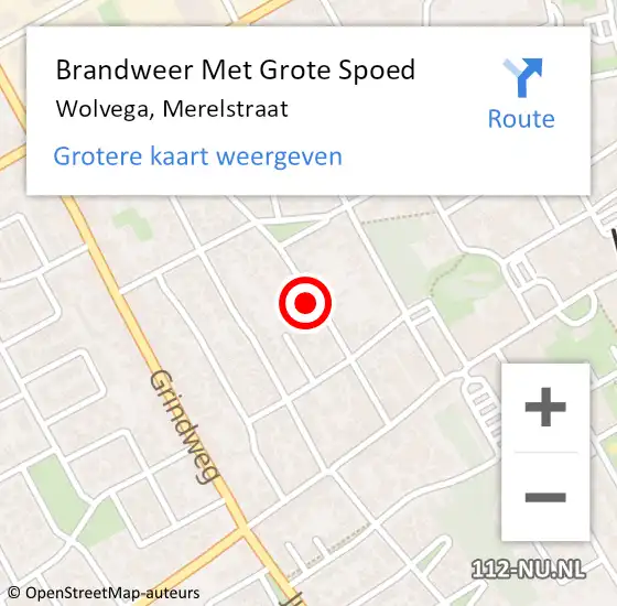 Locatie op kaart van de 112 melding: Brandweer Met Grote Spoed Naar Wolvega, Merelstraat op 30 augustus 2024 14:11