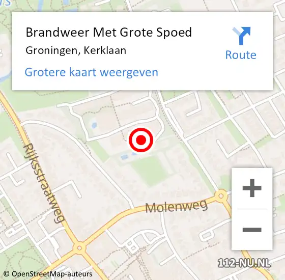 Locatie op kaart van de 112 melding: Brandweer Met Grote Spoed Naar Groningen, Kerklaan op 30 augustus 2024 14:22