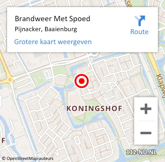 Locatie op kaart van de 112 melding: Brandweer Met Spoed Naar Pijnacker, Baaienburg op 30 augustus 2024 14:24