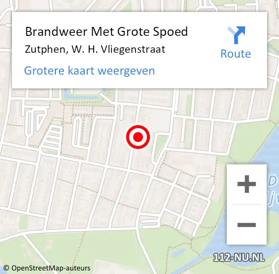 Locatie op kaart van de 112 melding: Brandweer Met Grote Spoed Naar Zutphen, W. H. Vliegenstraat op 30 augustus 2024 14:27