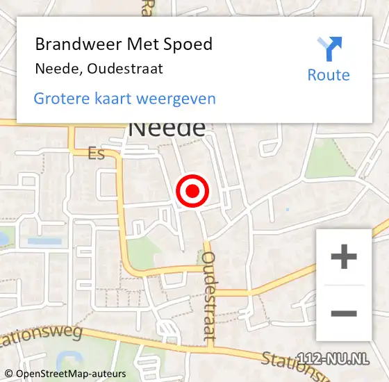 Locatie op kaart van de 112 melding: Brandweer Met Spoed Naar Neede, Oudestraat op 30 augustus 2024 14:29