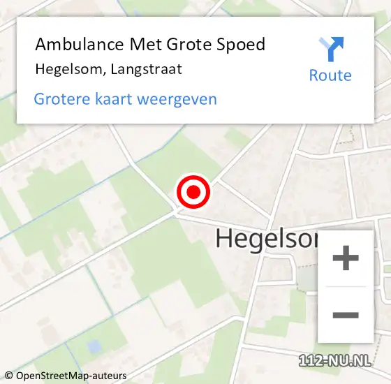 Locatie op kaart van de 112 melding: Ambulance Met Grote Spoed Naar Hegelsom, Langstraat op 18 oktober 2014 10:55