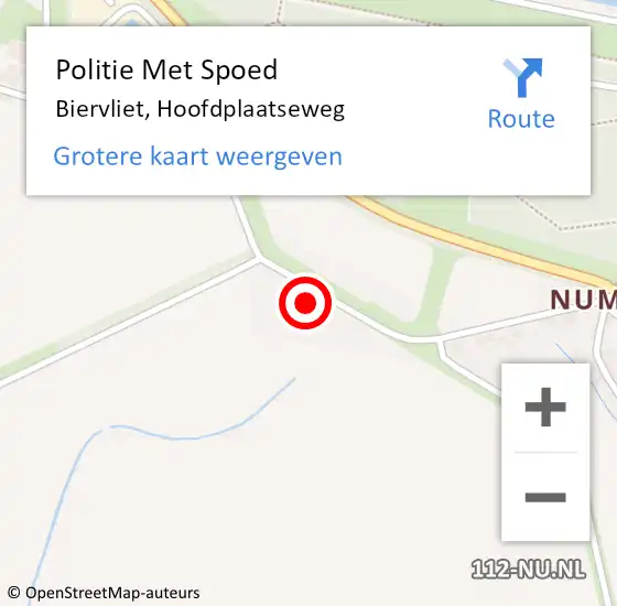 Locatie op kaart van de 112 melding: Politie Met Spoed Naar Biervliet, Hoofdplaatseweg op 30 augustus 2024 14:51