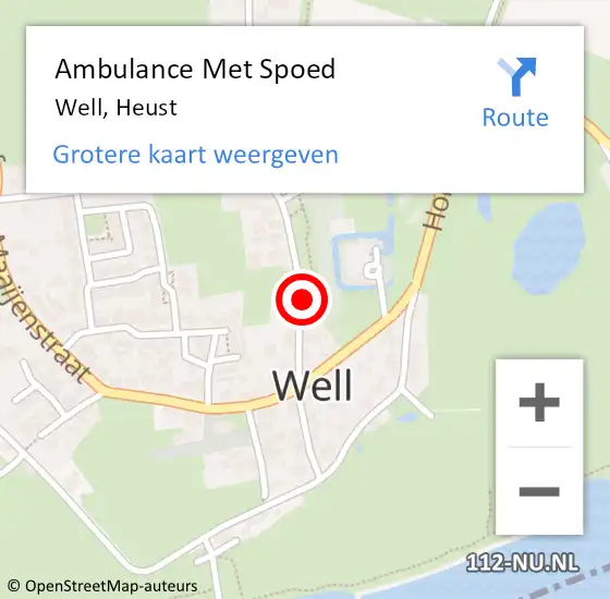 Locatie op kaart van de 112 melding: Ambulance Met Spoed Naar Well, Heust op 18 oktober 2014 11:00