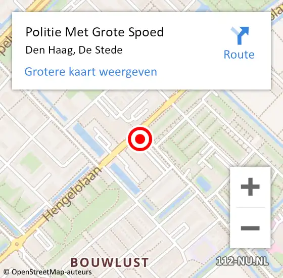 Locatie op kaart van de 112 melding: Politie Met Grote Spoed Naar Den Haag, De Stede op 30 augustus 2024 15:04