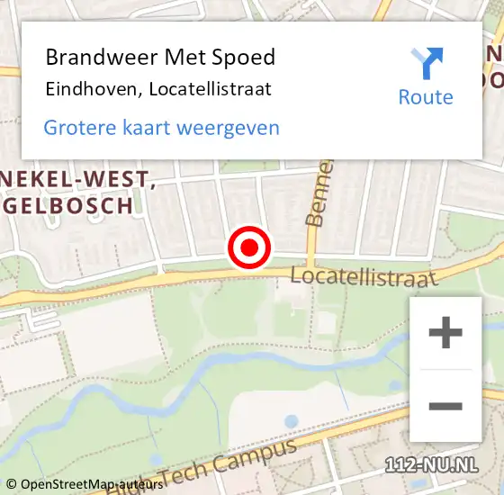 Locatie op kaart van de 112 melding: Brandweer Met Spoed Naar Eindhoven, Locatellistraat op 30 augustus 2024 15:14