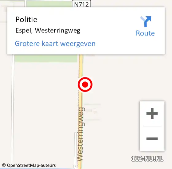 Locatie op kaart van de 112 melding: Politie Espel, Westerringweg op 30 augustus 2024 15:15