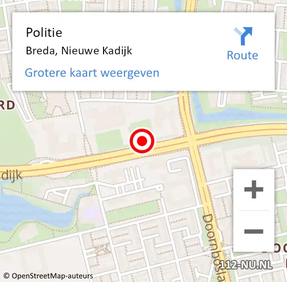 Locatie op kaart van de 112 melding: Politie Breda, Nieuwe Kadijk op 30 augustus 2024 15:27