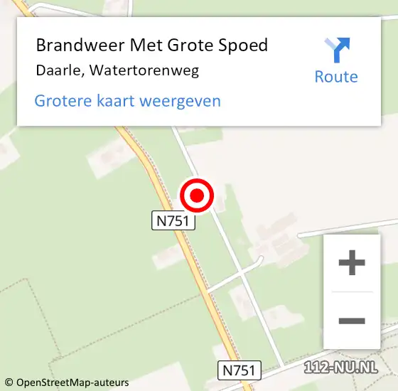 Locatie op kaart van de 112 melding: Brandweer Met Grote Spoed Naar Daarle, Watertorenweg op 30 augustus 2024 15:31