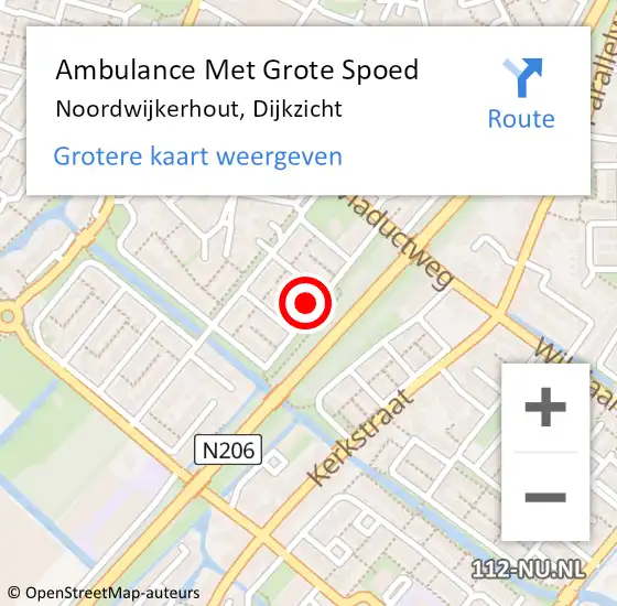 Locatie op kaart van de 112 melding: Ambulance Met Grote Spoed Naar Noordwijkerhout, Dijkzicht op 30 augustus 2024 15:39