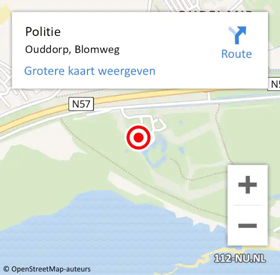 Locatie op kaart van de 112 melding: Politie Ouddorp, Blomweg op 30 augustus 2024 15:51