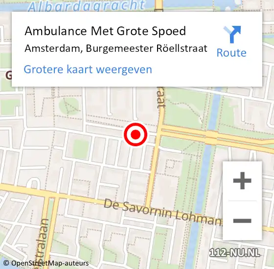 Locatie op kaart van de 112 melding: Ambulance Met Grote Spoed Naar Amsterdam, Burgemeester Röellstraat op 30 augustus 2024 15:57