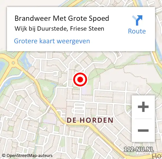 Locatie op kaart van de 112 melding: Brandweer Met Grote Spoed Naar Wijk bij Duurstede, Friese Steen op 30 augustus 2024 15:59