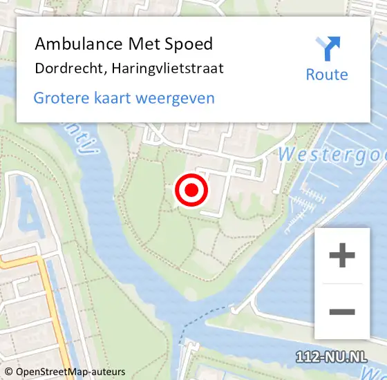 Locatie op kaart van de 112 melding: Ambulance Met Spoed Naar Dordrecht, Haringvlietstraat op 30 augustus 2024 16:00