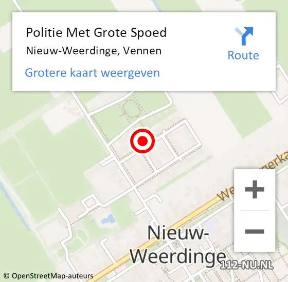 Locatie op kaart van de 112 melding: Politie Met Grote Spoed Naar Nieuw-Weerdinge, Vennen op 30 augustus 2024 16:01