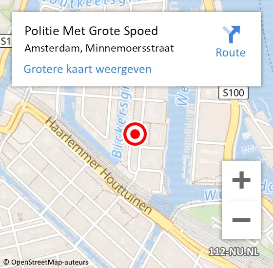 Locatie op kaart van de 112 melding: Politie Met Grote Spoed Naar Amsterdam, Minnemoersstraat op 30 augustus 2024 16:02