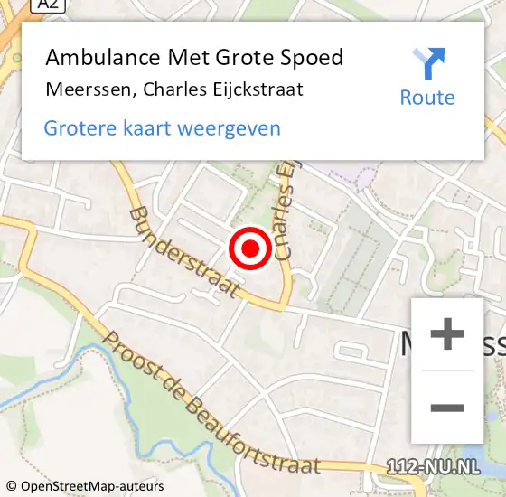 Locatie op kaart van de 112 melding: Ambulance Met Grote Spoed Naar Meerssen, Charles Eijckstraat op 18 oktober 2014 11:14