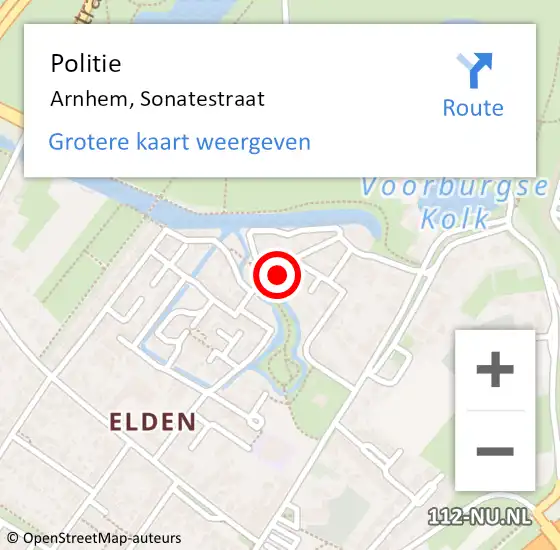 Locatie op kaart van de 112 melding: Politie Arnhem, Sonatestraat op 30 augustus 2024 16:19