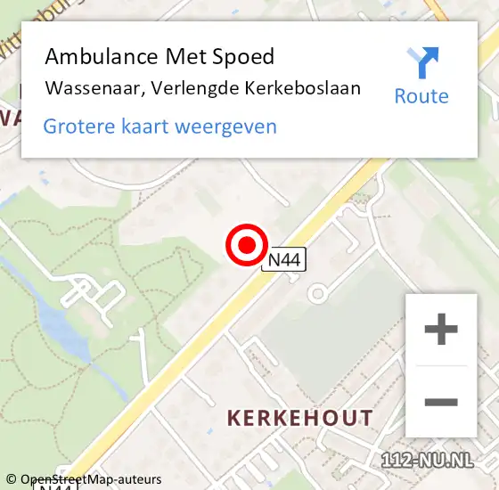 Locatie op kaart van de 112 melding: Ambulance Met Spoed Naar Wassenaar, Verlengde Kerkeboslaan op 30 augustus 2024 16:26