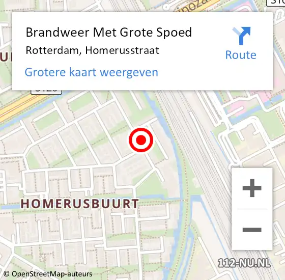 Locatie op kaart van de 112 melding: Brandweer Met Grote Spoed Naar Rotterdam, Homerusstraat op 30 augustus 2024 16:27