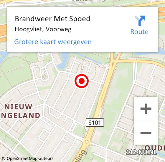 Locatie op kaart van de 112 melding: Brandweer Met Spoed Naar Hoogvliet, Voorweg op 30 augustus 2024 16:37