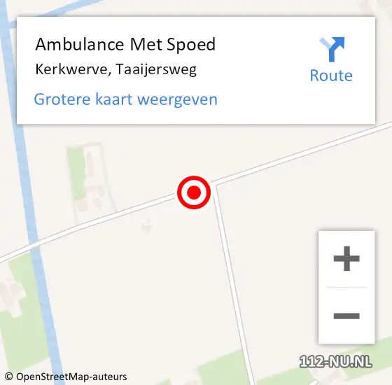 Locatie op kaart van de 112 melding: Ambulance Met Spoed Naar Kerkwerve, Taaijersweg op 18 oktober 2014 11:19