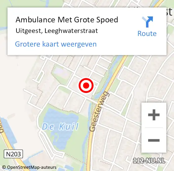 Locatie op kaart van de 112 melding: Ambulance Met Grote Spoed Naar Uitgeest, Leeghwaterstraat op 30 augustus 2024 16:47