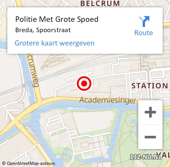 Locatie op kaart van de 112 melding: Politie Met Grote Spoed Naar Breda, Spoorstraat op 30 augustus 2024 17:06